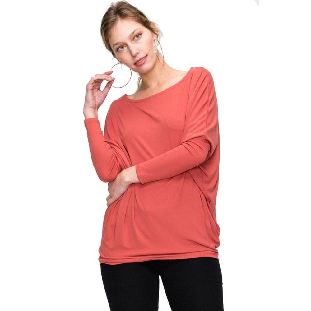 Londyn Top Red Solid Long Sleeves